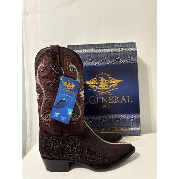 Stingray Stripe Print Pointed Toe Cowboy Boots by El General 1901 Mens Size 7.5 - Picture 3 of 14